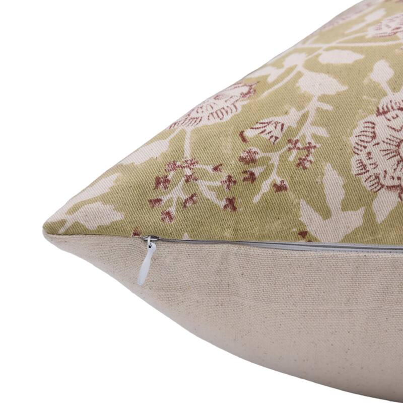Fabdivine Bohemian Floral Green Pillow Cover Handmade Cotton for Fall Décor Block Print Chair Hotel Bedroom, Pink City