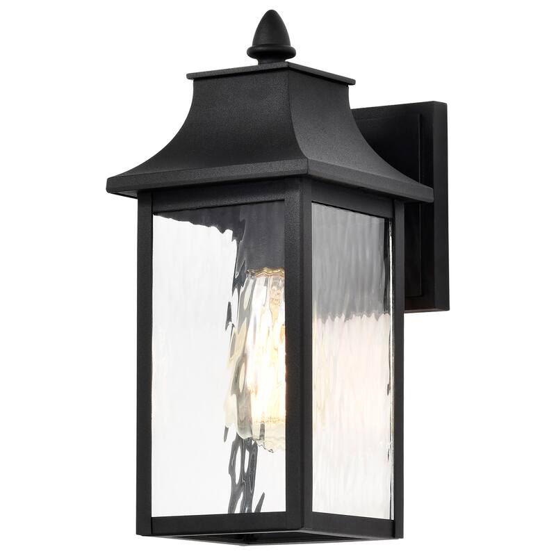 Austen Outdoor Small Wall Light Matte Black Finish Clear Water Glass - Matte Black