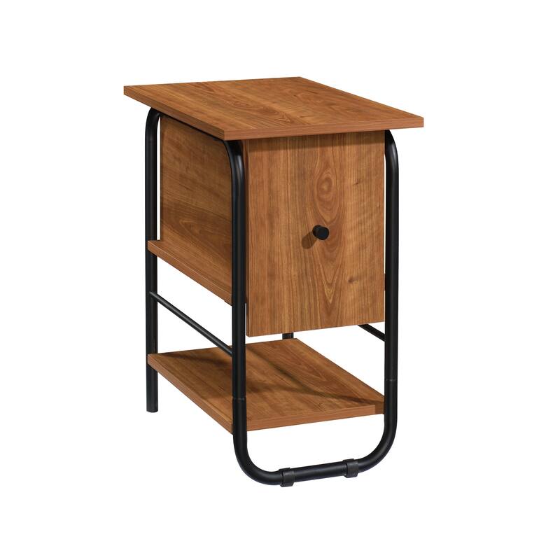Wood Traditional Shaker Side Table with Concealed Storage, Natural Cherry - 15.51" L x 23.47" W x 25.98" H