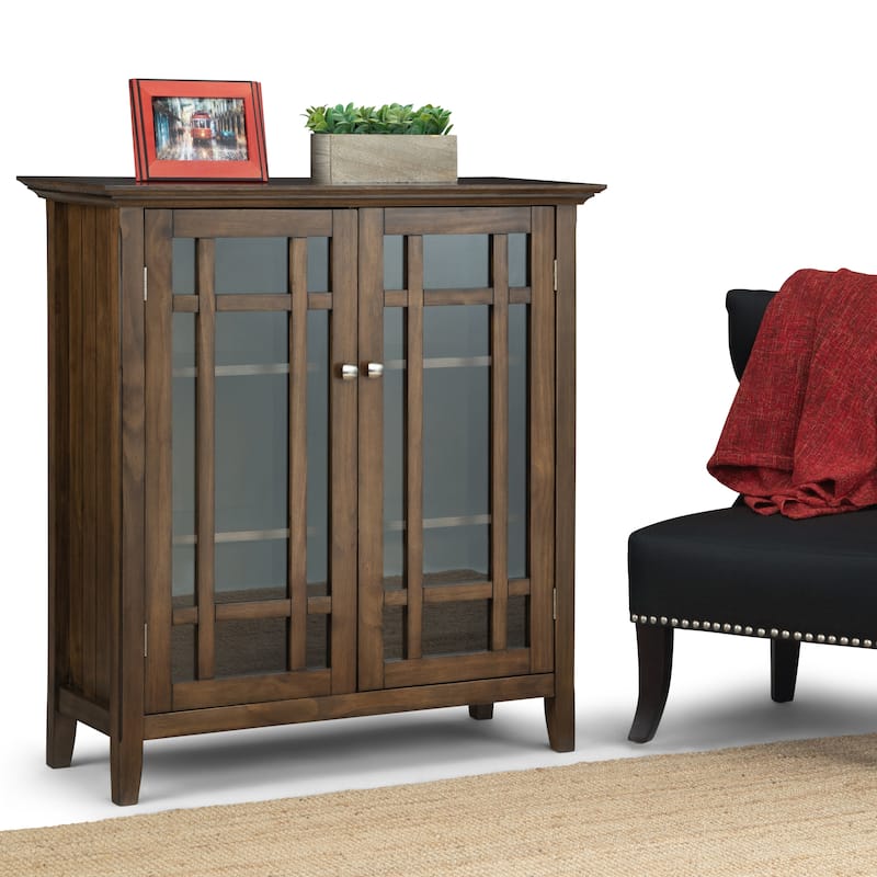 WYNDENHALL Freemont SOLID WOOD 39 inch Wide Transitional Medium Storage Cabinet - 42.2"h x 39"w x 17"d - Rustic Natural Aged Brown