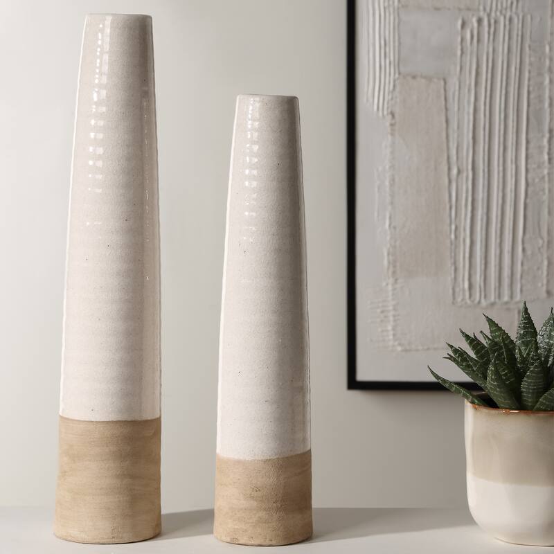 Uttermost Ivory Sands Ceramic Vases, Set of 2