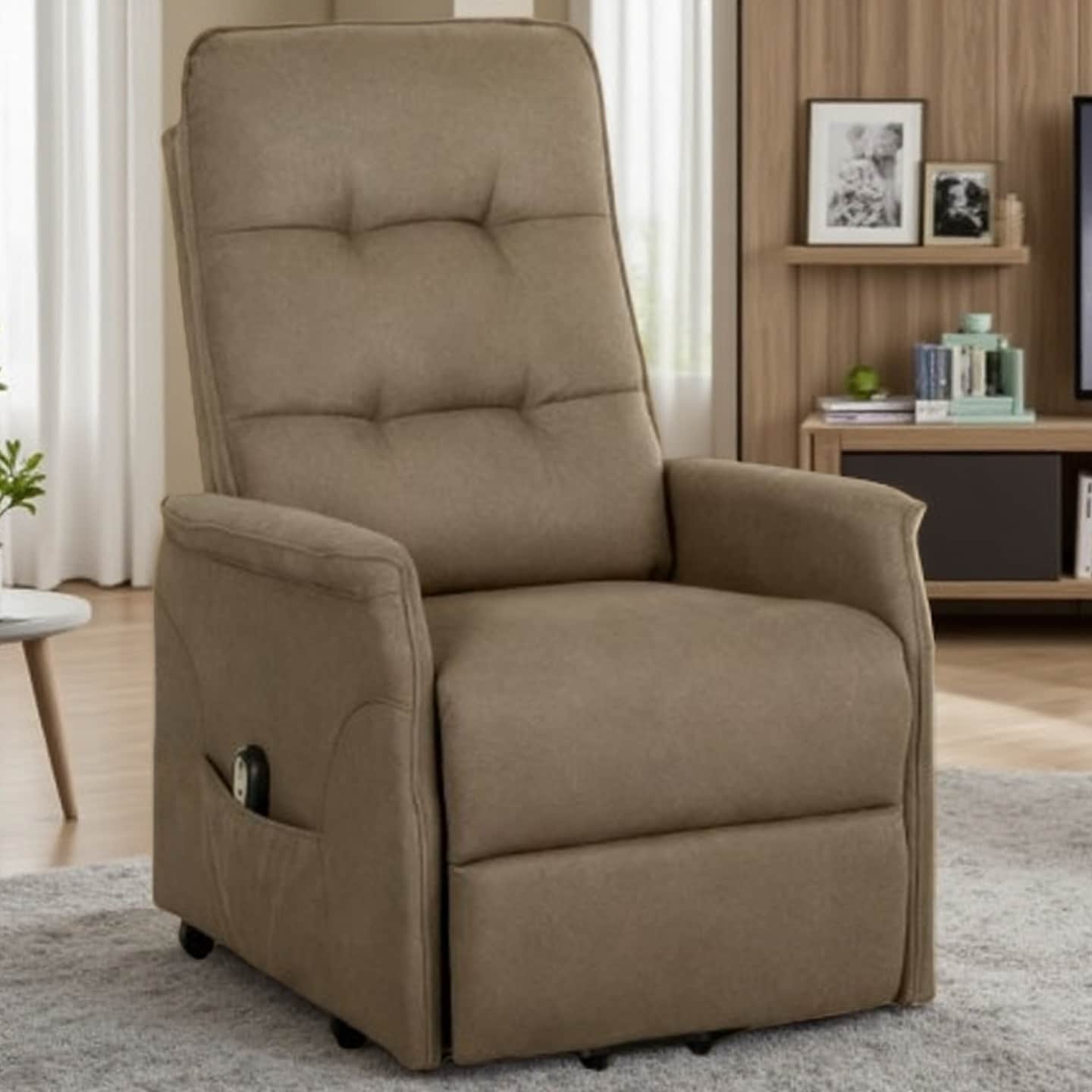 Power Lift Recliner Chair, Electric Remote-Control Sofa with 140° Recline & Footrest, Linen Fabric Upholstered Lounge Chair
