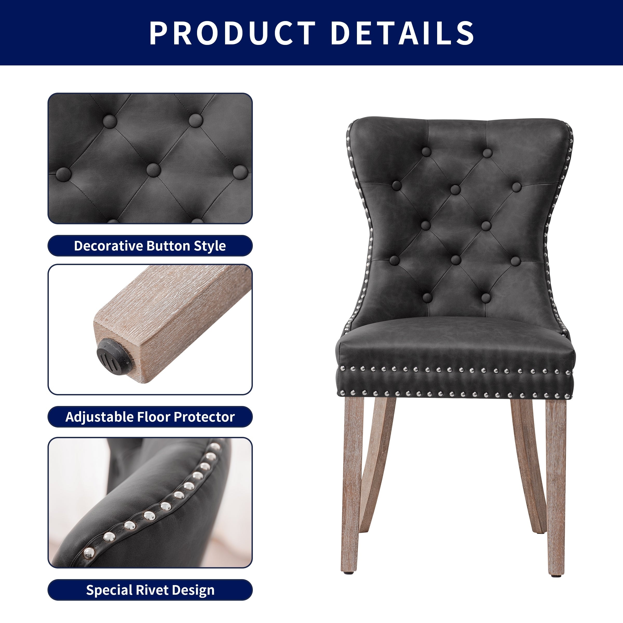 Subrtex(Set of 2)Faux Leather Upholstered Button Nailhead Wingback Dining  Chair - On Sale - Bed Bath & Beyond - 37185923