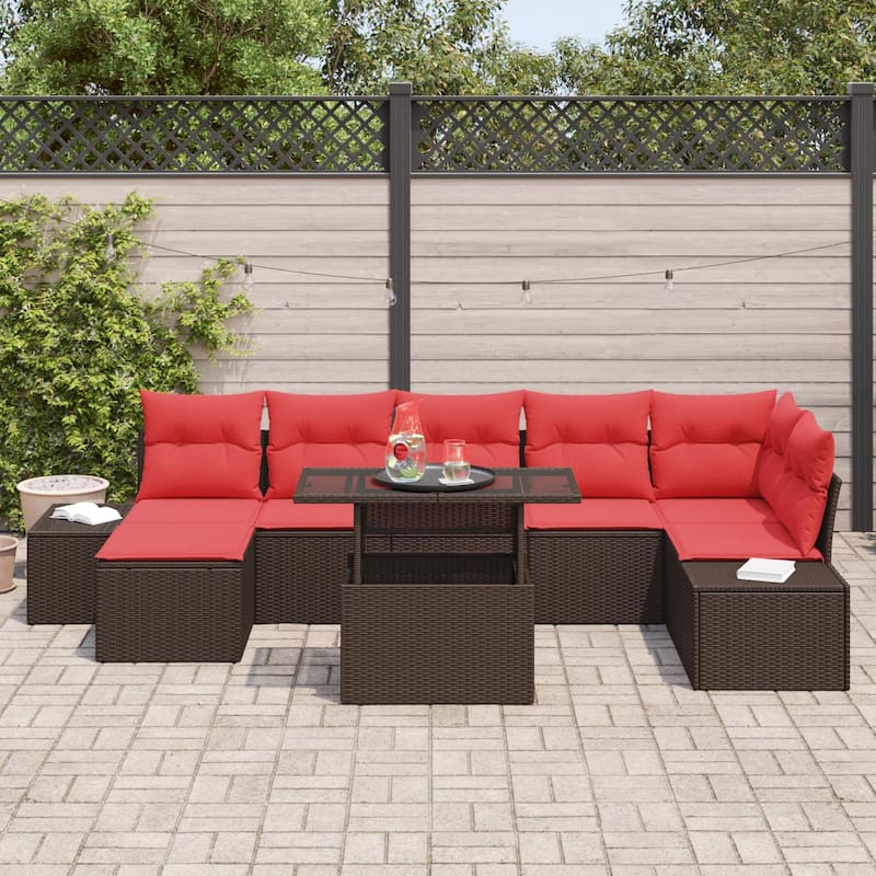 vidaXL 8 Piece Garden Sofa Set with Cushions - 125.6×60.6×27.2