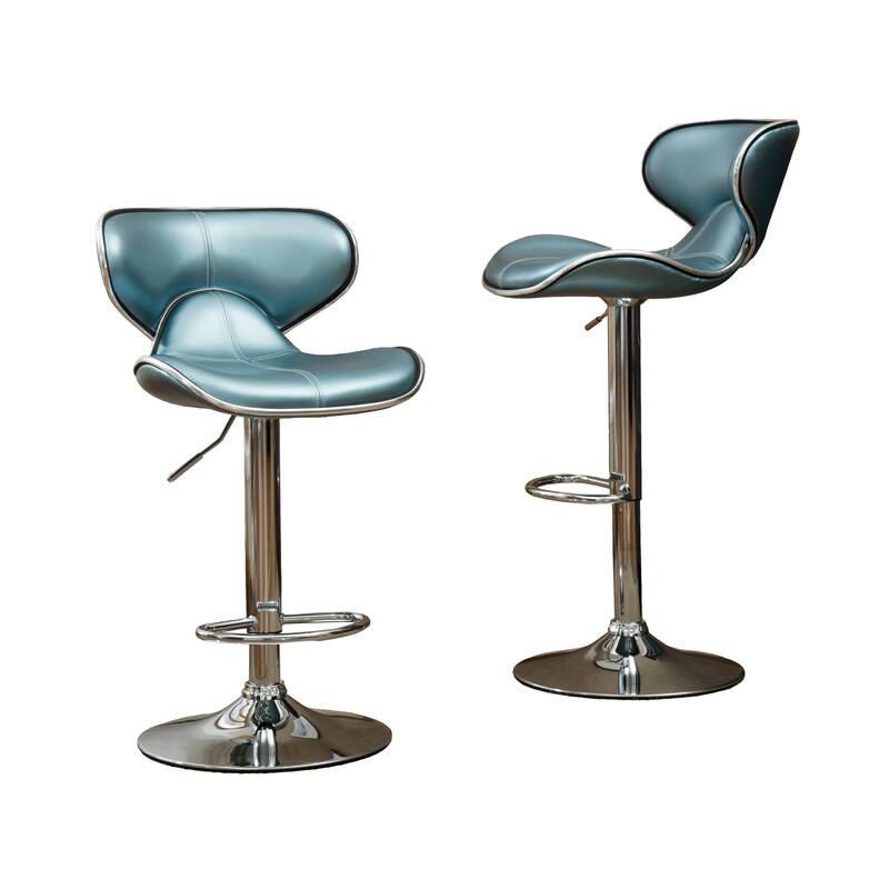 Upholstery Airlift Adjustable Swivel Barstool with Chrome Base, Set of 2