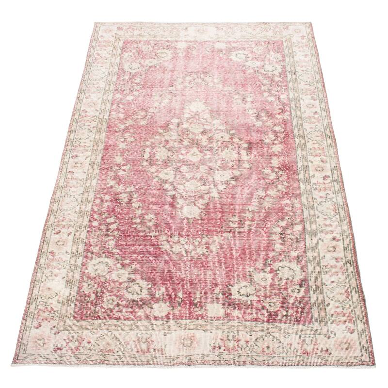 ECARPETGALLERY Hand-knotted Melis Vintage Dark Red Wool Rug - 6'7 x 10'4
