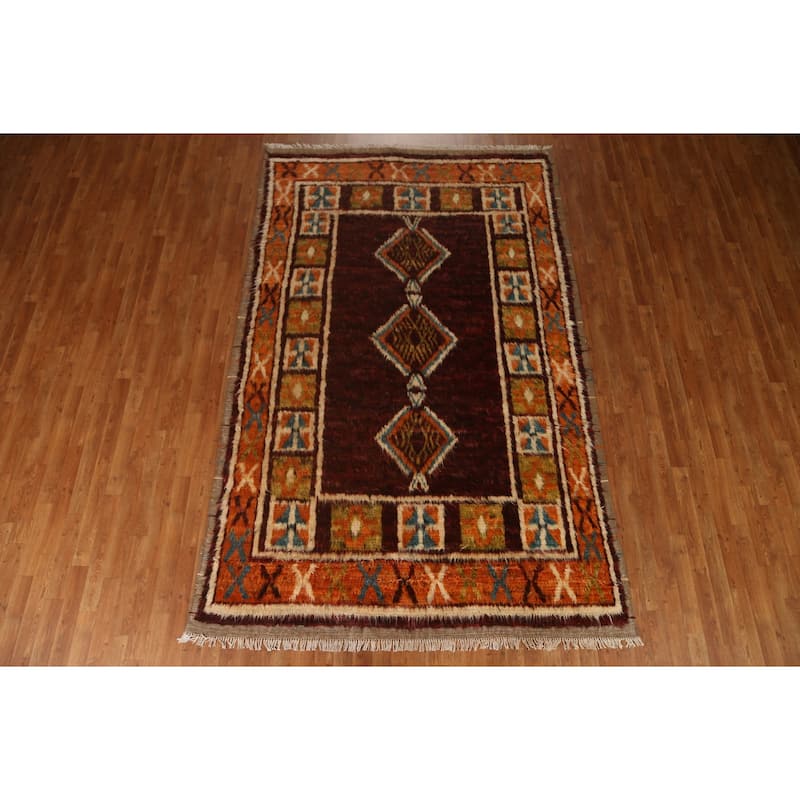 Tribal Geometric Moroccan Berber Area Rug Hand-knotted Wool Carpet - 6'4" x 10'3"
