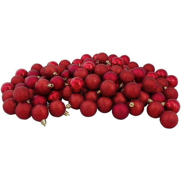 96ct Red Shatterproof 4-Finish Christmas Ball Ornaments 1.5" (35mm). Opens flyout.