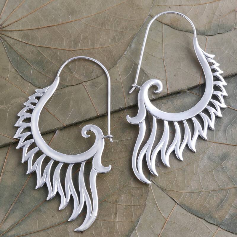 Novica Handmade Spirit Fire Sterling Silver Drop Earrings