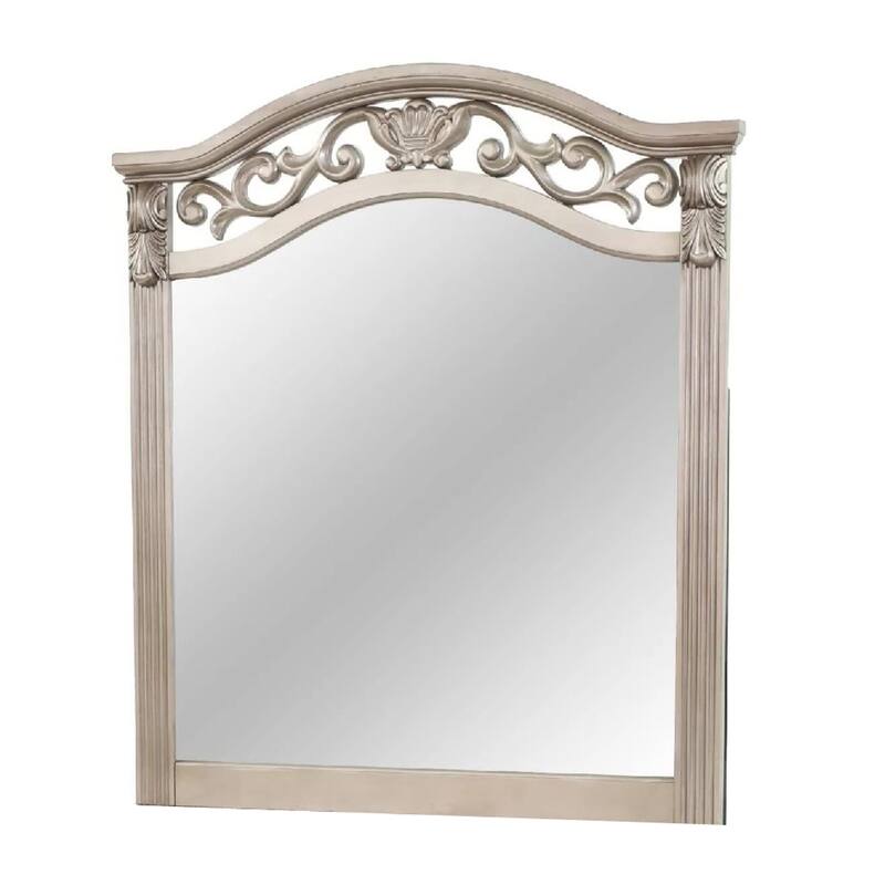 Dresser Mirror, Antique Silver Pine Wood, Molded Frame Detail, 37x41 - Antique Silver