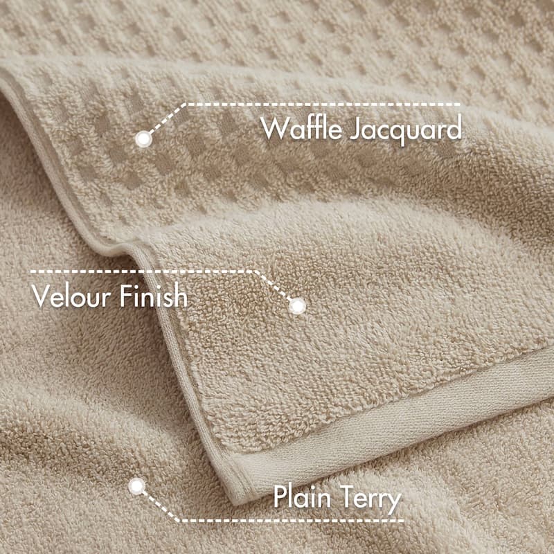 Madison Park Spa Waffle Cotton Waffle Jacquard Antimicrobial Bath Towel 6 Piece Set