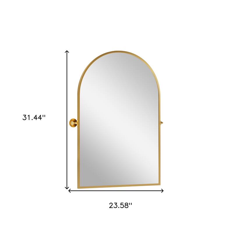 HomeRoots 31" Gold Aluminum Arch Tilting Framed Accent Mirror - 23.58 in. x 31.44 in. x 0.79 in.