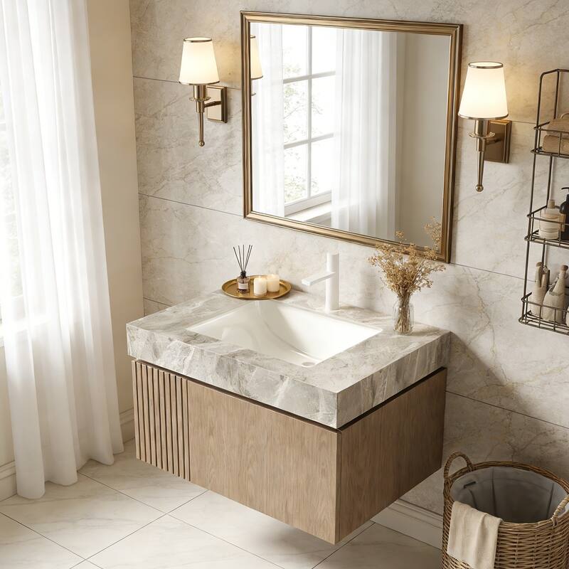 Floating Bathroom Vanity with 1 Pre-drilled Faucet Holes