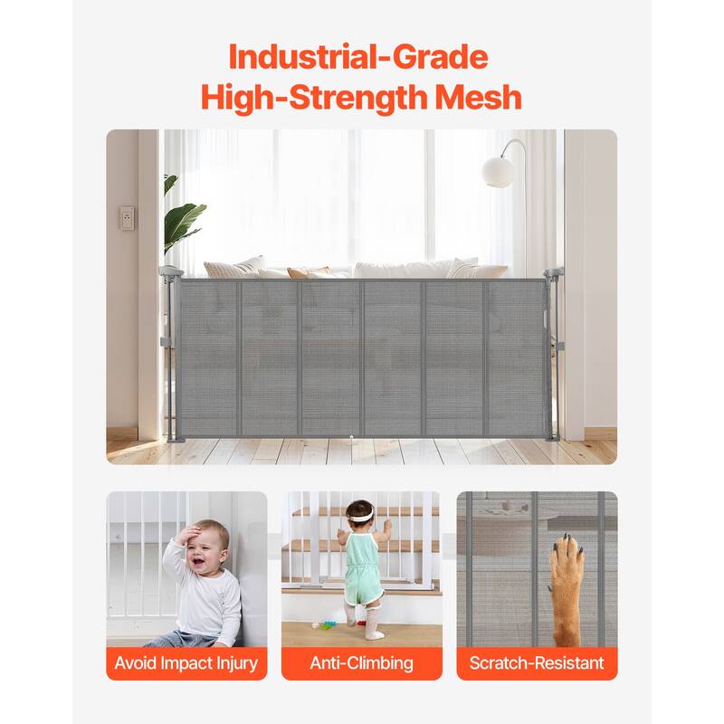 Anmytek Retractable Baby Pet Gate with Anti-Crawl Strip