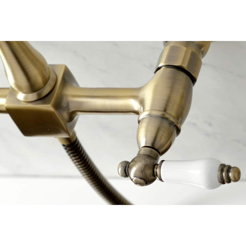 Kingston Brass Heritage 1.8 GPM Wall Mounted Widespread Bridge Kitchen