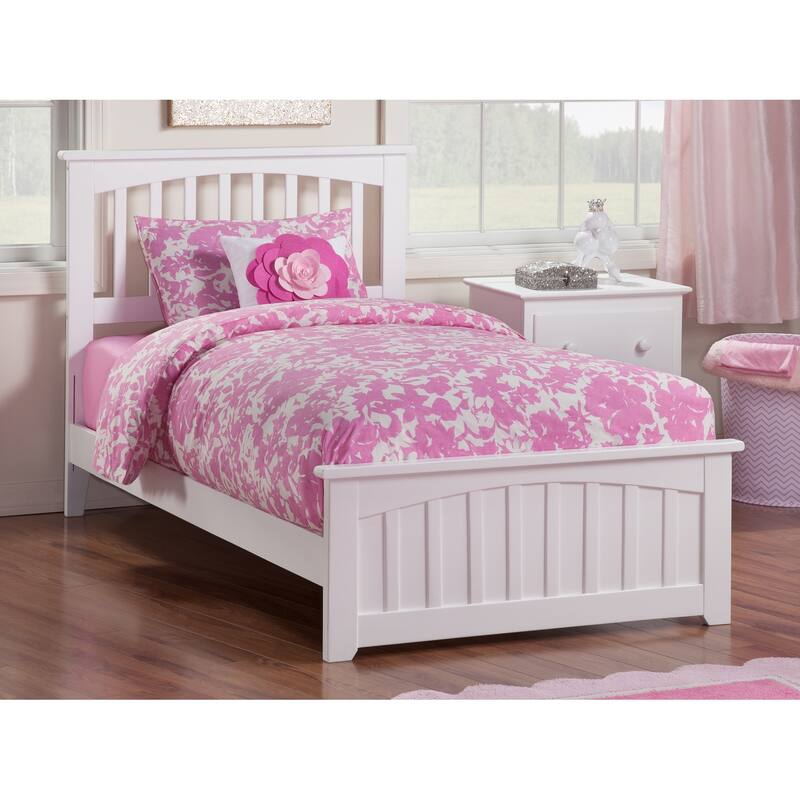 Mission Twin XL Foundation Bed Frame with Matching Footboard in White
