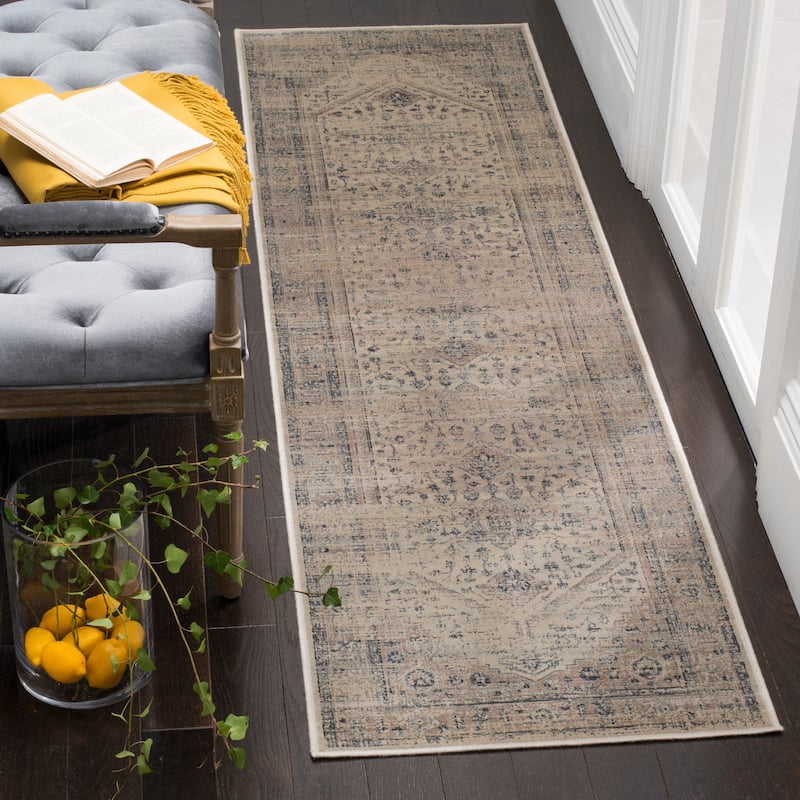 SAFAVIEH Vintage Roswita Distressed Boho Oriental Rug - 2'2" x 8' Runner - Stone/Blue