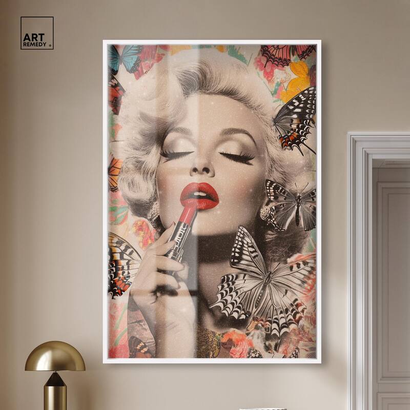 Iconic Lady Butterfly Collage Shadowbox by Art Remedy