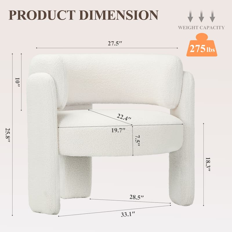 RENEWLINE Modern Velvet Barrel Accent Chair - 3-Leg Design for Living Room, Bedroom