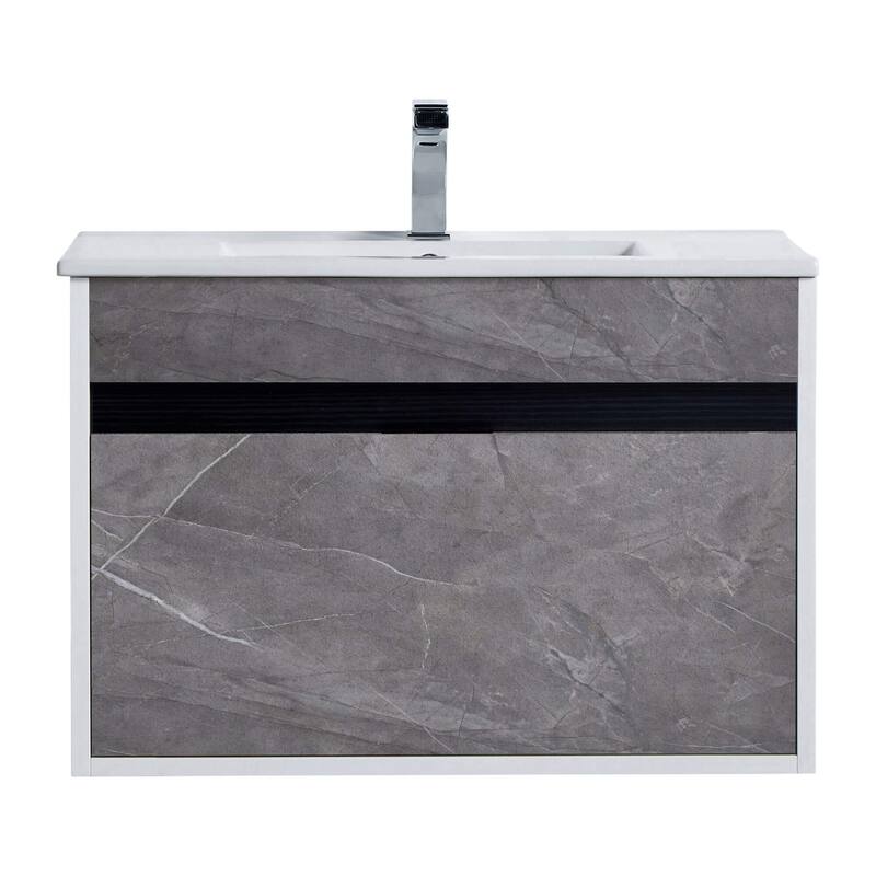Fine Fixtures - Wall Mount Bathroom Vanity And Sink, Knob Free Design - Alpine Collection -