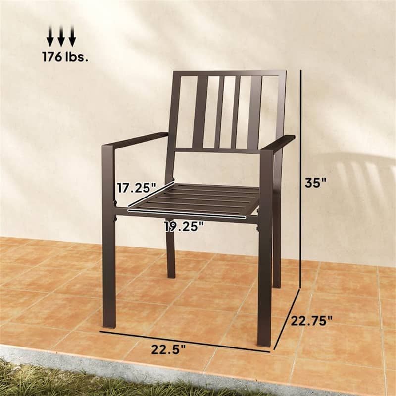 Galvanized Steel Outdoor Dining Chair Set of 2 Stackable - 22.5" W x 22.75" D x 35" H