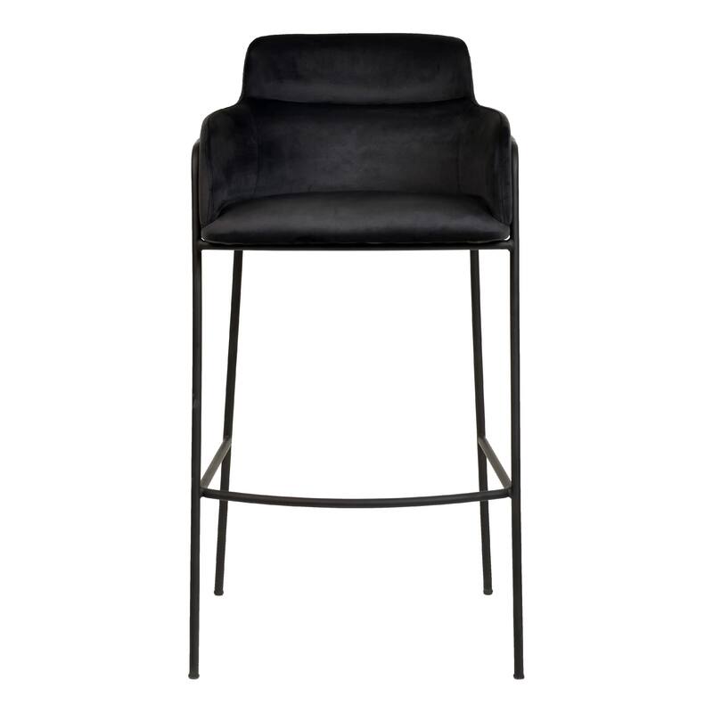 Axis 40" Upholstered Bar Stool - Counter Height Bar Stool with Black Stainless-Steel Frame and Footrest for Home Bar Set of 2