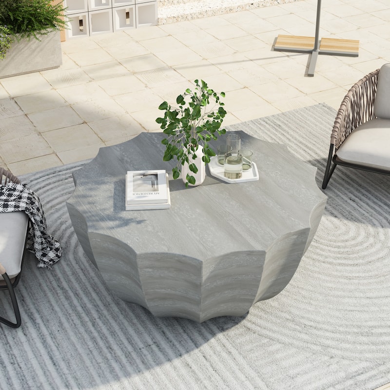 35.43" Modern Indoor/Outdoor Waterproof Coffee Table - Durable MgO Cement Design
