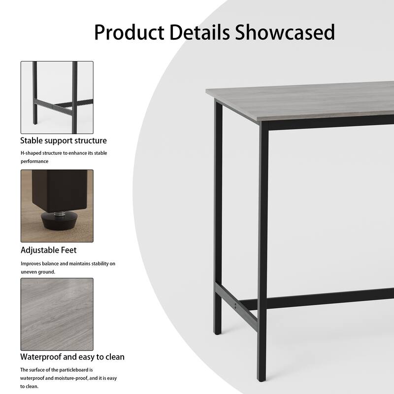 Bar Table and Chairs Set for 4, 5-Piece Rectangle Pub Bistro Table and Stools Set with Backrest, Counter Height Dining Table Set