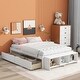 preview thumbnail 10 of 16, Full Bed with Lengthwise Support Slats, Storage Case, and Drawers White - Full