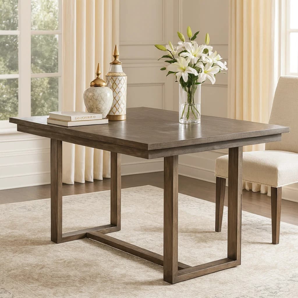 Rectangular Wooden Counter Height Table, Gray