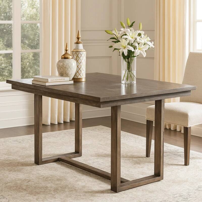 Rectangular Wooden Counter Height Table, Gray