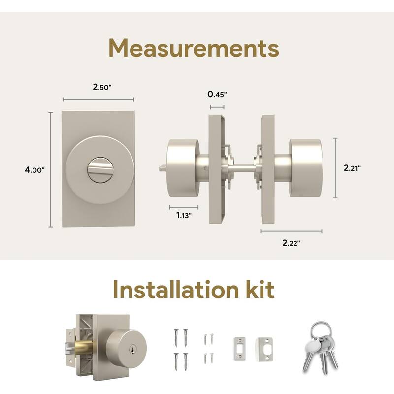 Mega Handles LAURA Entry Round Knob for Left or Right-Handed Doors, Interior/Exterior Door Levers I Reversible Handing