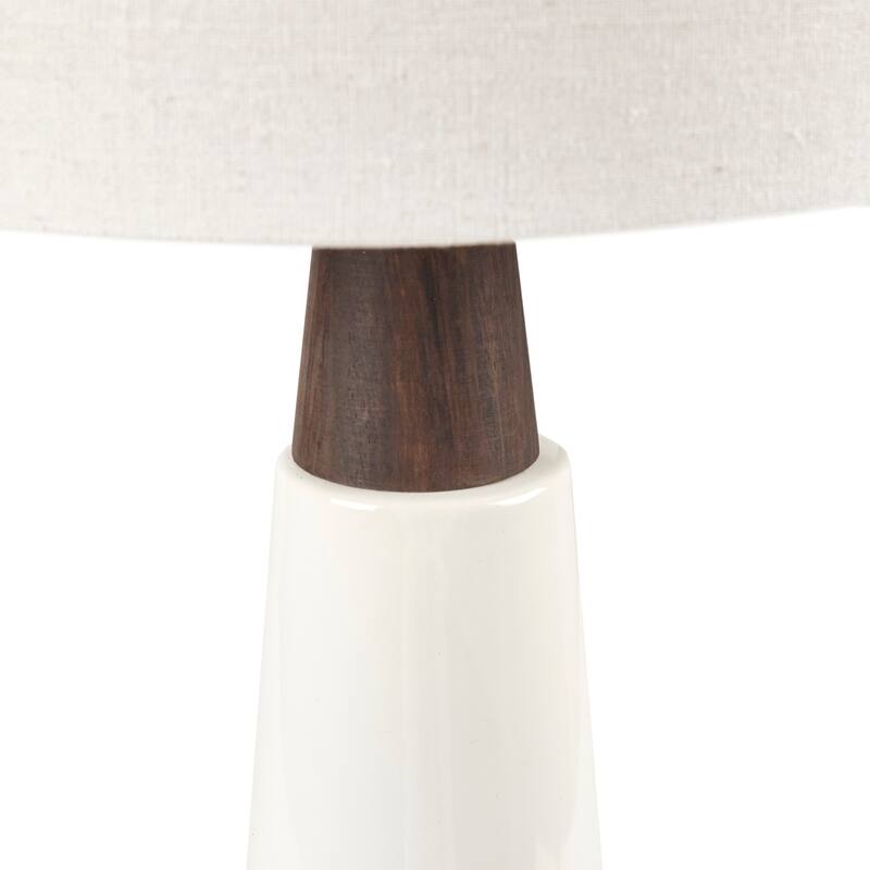 INK+IVY Tristan Triangular Ceramic and Wood Table Lamp