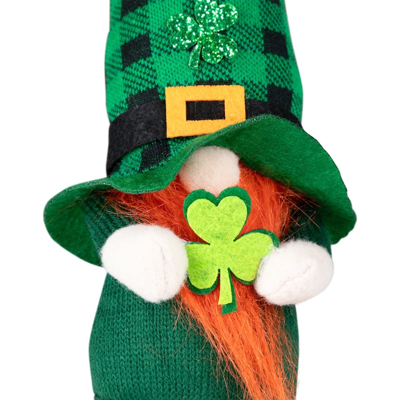 Plaid Gnome with Shamrocks St. Patrick's Day Decoration - 7"