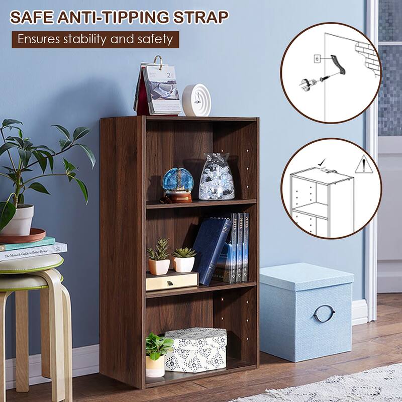 Gymax 3 Open Shelf Bookcase Modern Multi-functional Storage Display - See Details