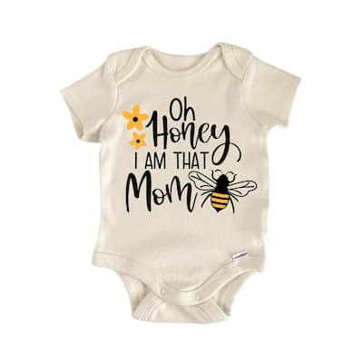 Oh Honey Mom Bee - Baby Boy Girl Clothes Infant Bodysuit Funny Cute