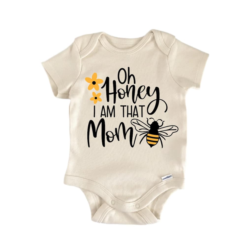 Oh Honey Mom Bee - Baby Boy Girl Clothes Infant Bodysuit Funny Cute