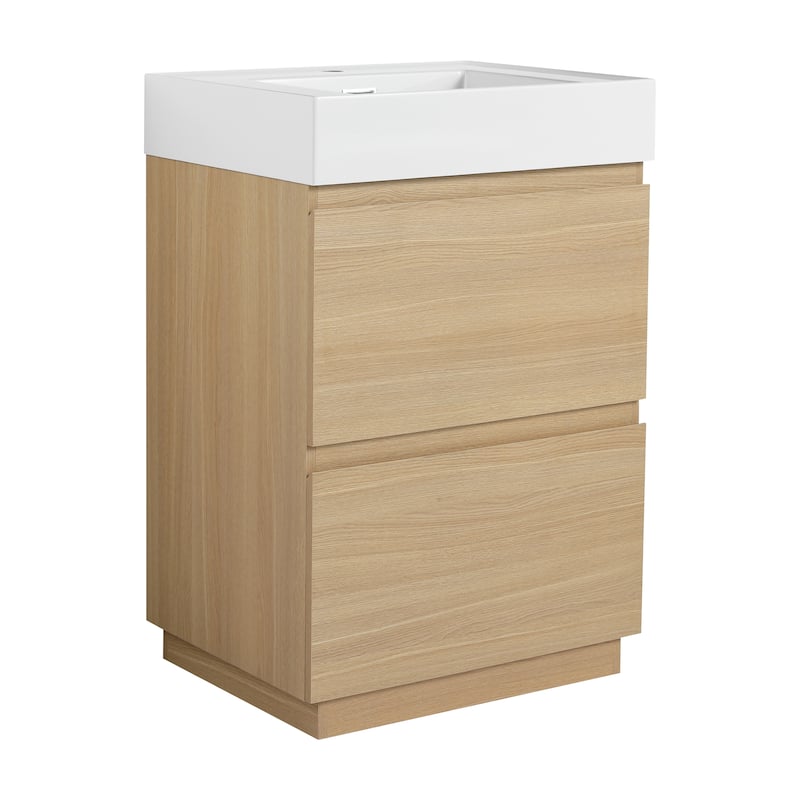 24" Bathroom Vanities with Single Sink Combo, Modern Undermount Bathroom Sink Cabinet with Double drawer