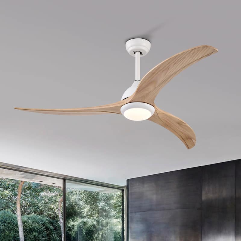 52" Solid Wood Blades Ceiling Fan With Light with Remote Control, Noiseless Reversible Motor, 6 Speed, 3 Color