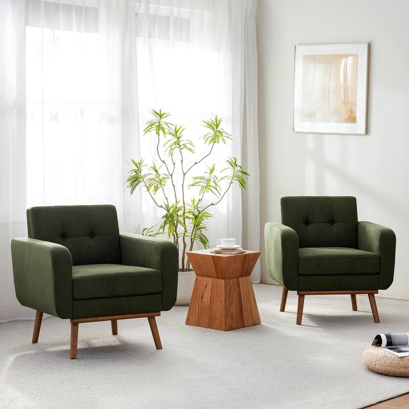 Tufted-Fabric-Upholstered-Accent Chair