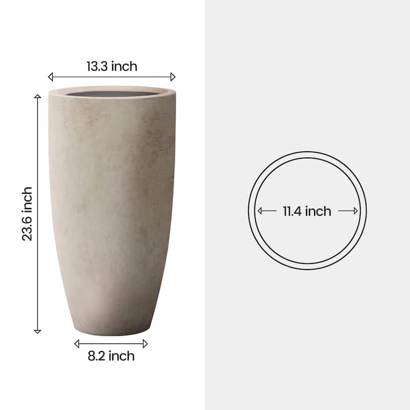 Plantara 24" H Tall Concrete planter(Set of 2), Large Outdoor Plant pot, Modern Tapered Flower pot for Garden