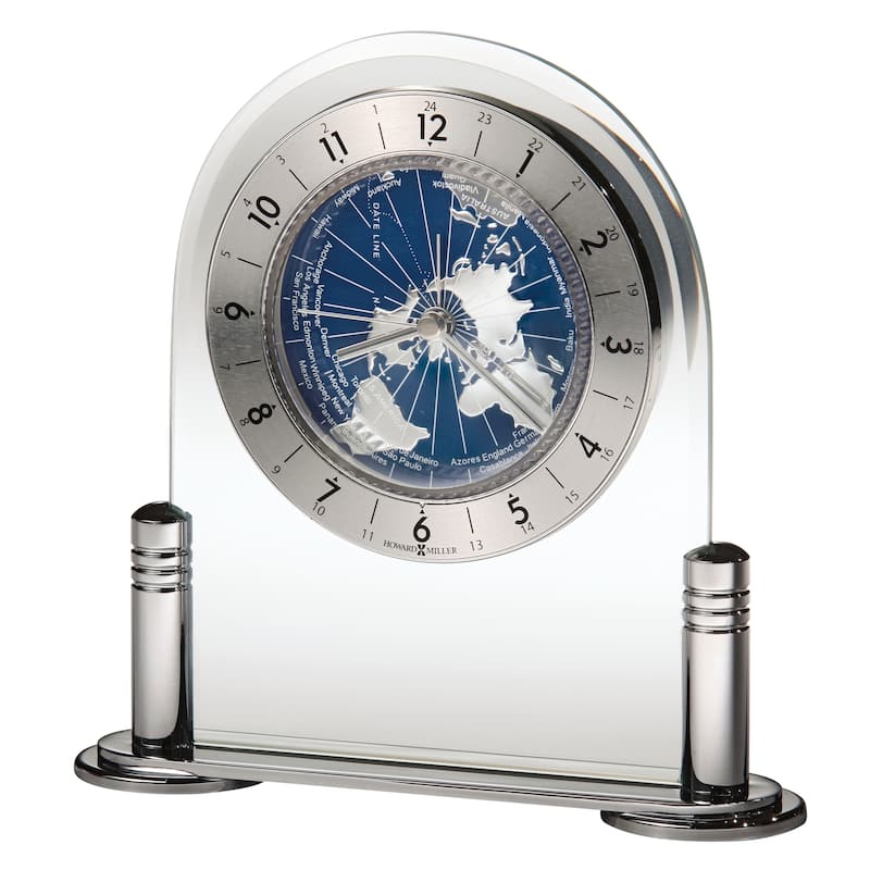Howard Miller Discoverer Modern Mantel Clock with Revolving World Map