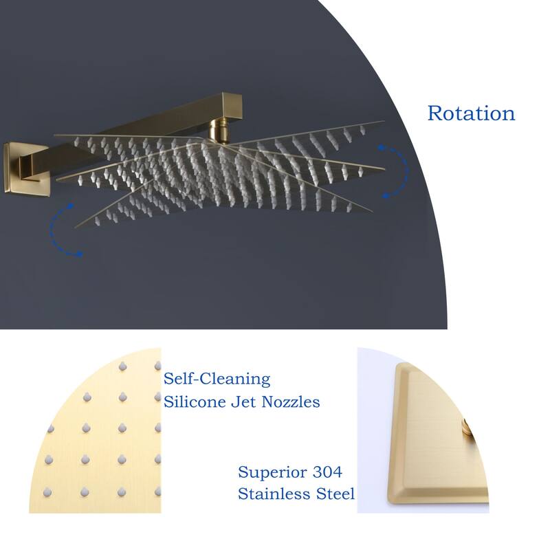 Luxury Gold High Pressure Rainfall Shower System with Handheld Shower Head&Hose