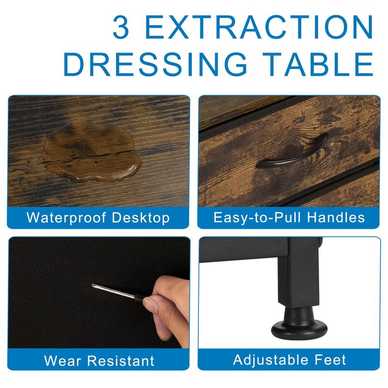 Nightstand Drawer Dresser, Vertical Side Table with Fabric Drawers