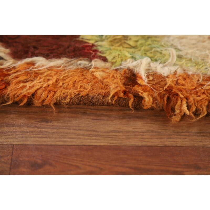 Hand Knotted Oriental 100% Wool Carpet Modern Geometric Oranges & Rust Moroccan Area Rug - 6' 4'' X 5' 2''