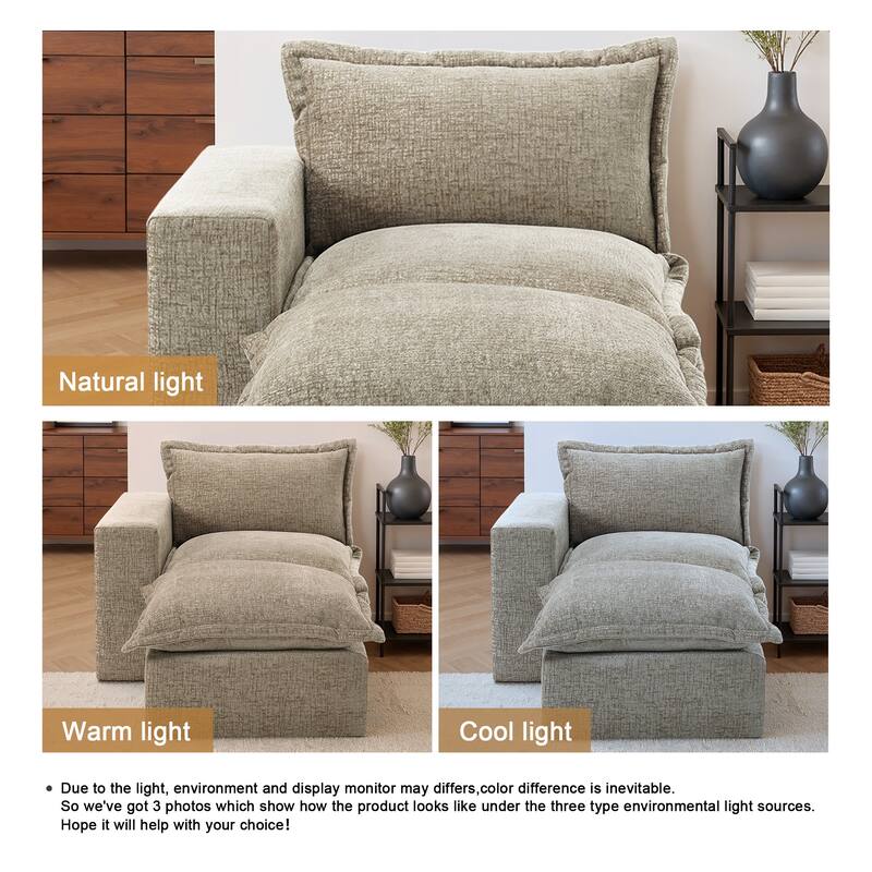 Chenille L-Shaped Modular Sectional Sofa Comfy Cloud Couch For Living Room