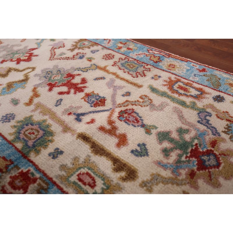 Ivory Oushak Indian Accent Rug Hand-Knotted Wool Carpet - 2'6"x 5'9"