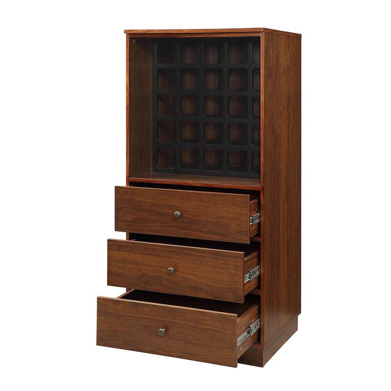 Blissful Walnut Wine Cabinet with Drawer