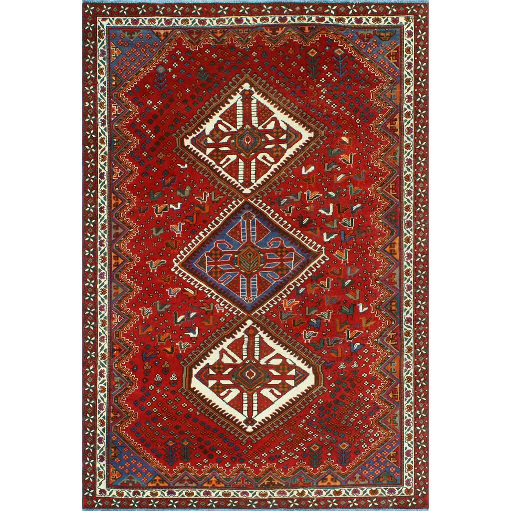 Fine Vintage Distressed Kenzie Red/Ivory Rug - 6'6" x 9'8"