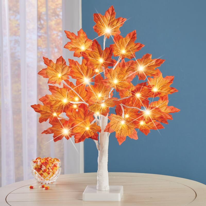 LED Lighted Artificial Autumn Maple Tabletop Tree - 11.5 x 19.5 x 11.5 - 11.5 x 19.5 x 11.5
